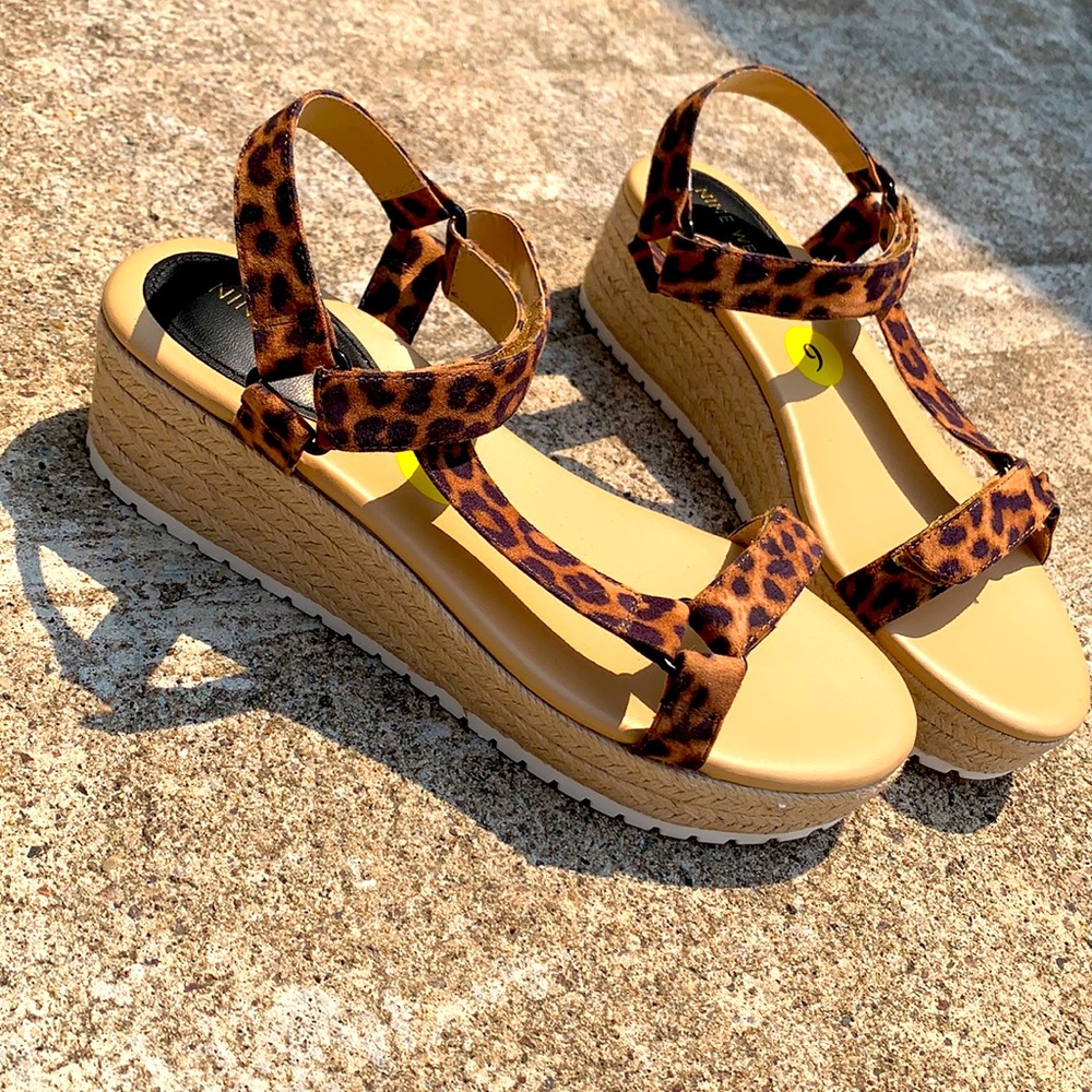 Nine West cheetah espadrille sandal platform
